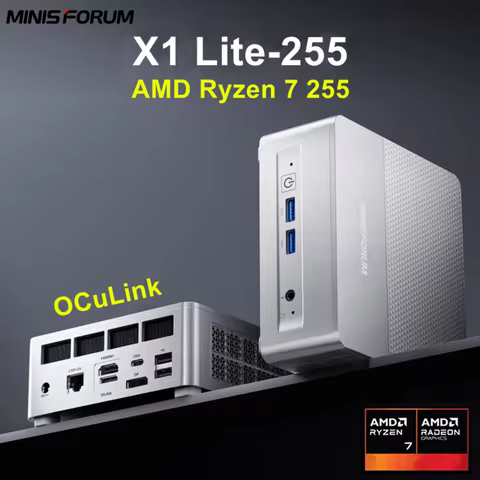 MINISFORUM X1 Lite-255 Gaming Mini PC, OCuLink Port, AMD Ryzen 7 255, 8 Cores 16 Threads, USB4, 2.5G