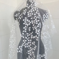 1Yard (0.9X1.25m) White Lily of the Valley Lace Mesh Fabric for Wedding Dress Design Bridal