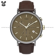 TIMEX TW2T67700 Men's Analog Watch Fairfield Chronograph Date 41mm Leather Strap Brown *Original