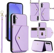 Dswteny Wallet Case for Samsung Galaxy A56 5G with Wrist Lanyard Shoulder Strap Slim Flip Purse, PU