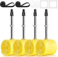 4-Pcs 700C TPU Ultralight Tire Tubes 700x35/45C FV60mm Presta Valve with 2 Rim Strips Compatible wit