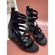 高跟鞋 2024 新款 高跟鞋 Sandals Women's Leather Wedge Heel Open Toe with Zipper - Stylish Summer Option 2025