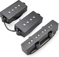 Musiclily Pro PJB-6070S Alnico 5 Single Coil Neck Bridge Pickups Set 10.5K/7.9K for PJ Bass, Black
