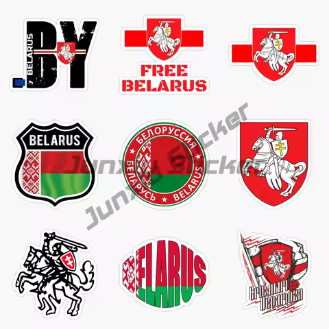 Belarus Car Decal Country Code Flag Sticker White Knight Crest National Flag Waterproof Accessories 