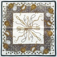 Fendi 古董手帕領巾 復古錶與鍊飾印花 19 x 19.5 英吋