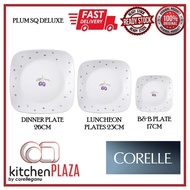 (Loose) CORELLE Deluxe Plum Square Plates (3 Types to Choose) SQ Dinner Plate/SQ Luncheon Plate/SQ B&amp;B Plate