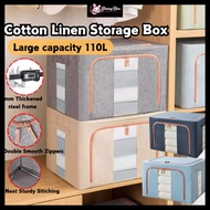 35L/80L/110L Large Capacity Foldable Cotton Linen Storage Box Steel Frame Storage Extra Large Box