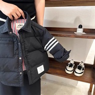 TUmama แจ็คเกตหนาหน้าหนาวสำหรับเด็กน่ารักๆดีไซน์แขนลายทางให้ความอบอุ่นและมีสไตล์สำหรับเด็กผู้ชายและเ