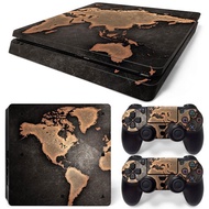 （Skin Cover)World Map PS4 Slim Skin Sticker Decal Cover for ps4 slim Console and 2 Controllers skin Vinyl slim sticker Decal