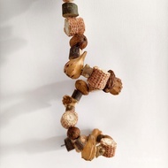 2025 DeParvali Happy Parrot Toy: Rope Peanuts and Sara Fruit Bites, Mango Wood Climbing Ladder, Corn