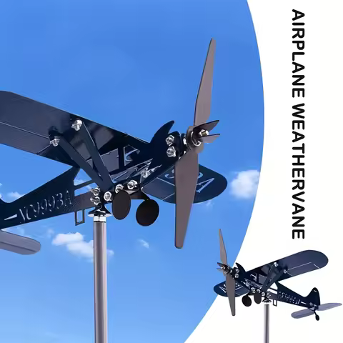 Metal Airplane Weathervane 3D Piper J3 Cub Wind Spinner Windmill Garden Decor Home Outdoor Roof Plan