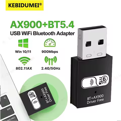 KEBIDUMEI WIFI6 USB WiFi Receiver AX900 Bluetooth 5.4 Wireless Adapter Dual Band 2.4G+5GHz 900M Netw