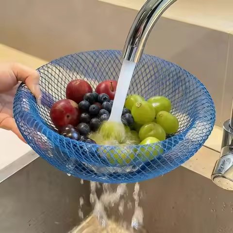Round Iron Art Fruit Basket Dried Fruit Plate Large Mesh Fruit Snacks Basket Decorative Iron Fruit V