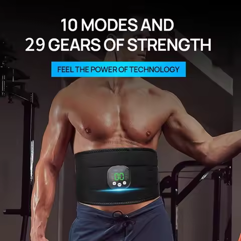 Smart EMS Ab Belt for Waist Toning & Muscle Stimulation - Fitness Equipment Home Outdoor Use with Fa