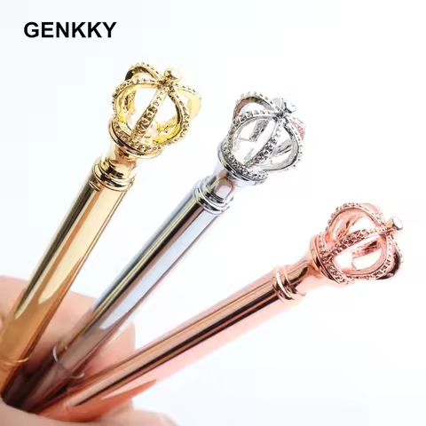 GENKKY Pen Exquisite Shining Crown Ballpoint Pen Crystal Diamond Writing Tool Office Supplies Studen