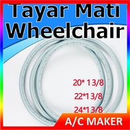 16 20 22 24 x1 3/8 saiz Wheelchair PU Tyre Tire Tayar Mati Kerusi Roda Solid inch OKU 16 X 1.75 ll
