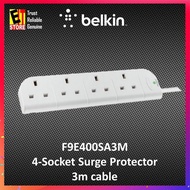 BELKIN F9E400SA3M ECONOMY SERIES 4-SOCKET SURGE PROTECTOR OPTION W/RJ11 TEL JACK PROTECTION