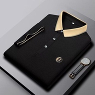 M-5XL Korean Business Short Sleeve Casual Collar T Shirt Men Summer Fashion Simple All Match Plus Size Polo Shirt