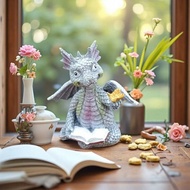 1pc Creative Reading Dragon Resin Figurine: This Figurine Is Meticulously Crafted In Resin, Depictin