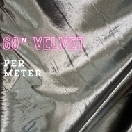 60" Kain Baldu Kelabu Velvet Fabric - Defect