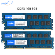 Tecmiyo 4GB 8GB DDR3 memoria RAM DDR3L 1600MHz 1333MHz PC3-10600 PC3-12800U DIMM 1.5V 1.35V 2RX8หน่วยความจำที่ไม่ใช่ ECC สีน้ำเงิน