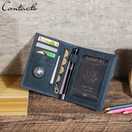 Dompet Travel สัมผัสหนังแท้ที่มีซองใส่หนังสือเดินทาง RFID ปิดกั้นนามบัตรและบัตรเครดิตที่วางป้องกันเค