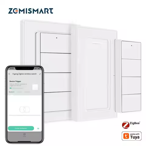 Zemismart Zigbee Wireless Switch,US Standard Scene Controller, Work with Tuya,Home Assistant, Homey,