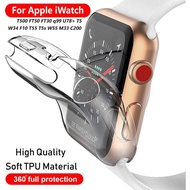 Watch Cover Case For Apple Watch T500 FT50 FT30 q99 U78+ T5 W34 F10 T55 T5s W55 M33 C200 Soft Slim Clear TPU Screen Protector
