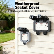 Weatherproof Cover With 13A Socket Neon Wall Switch IP66 Waterproof Single/Double Cover