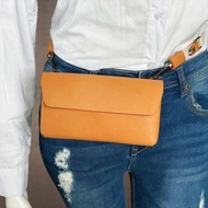 COZI-義大利植鞣革 橫式 多功能手機腰掛包 摺疊手機包 胸包 手腕