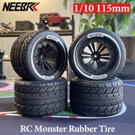 NEEBRC 4PCS 115mm RC Car Rubber Tire Wheel Tyre 12mm Hex For 1/10 RC Monster Car Off-road Buggy Truc