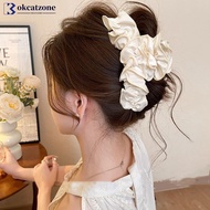OKCATZONE 1Pc Retro Pleated Ponytail Clip for Women Solid Color Back Head Updo High-End Shark Clip H