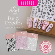 【Vainpot-SG】AHA Furby Doodle Collection Nail Art Stickers / Doodle Cat Dog Stickers