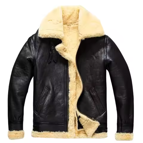 Original ecological pure sheepskin fur integrated winter outfit B3 Tuscan real leather jacket men's 
