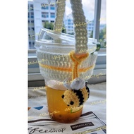 Crochet bumblebee bubble tea sleeve cup sleeve cup holder