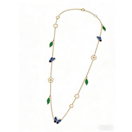 Four Leaf Clover Antique Gold Long Sweater Necklace