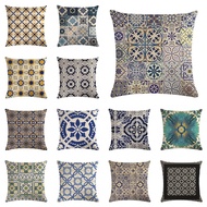 45*45cm Portuguese Hand Painted Tiles Linen Throw Pillow Cover Car Cushion Cover Home Decorative Pil