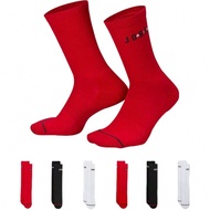 6 Pairs Of U J ED POLY CREW JOR Red Long Socks, Unisex Value Pack FZ2051-900