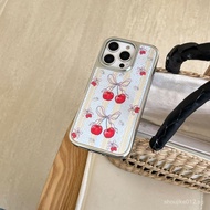 Bowknot Cherry Electroplated Silver Edge Mirror Phone Case For Samsung A15 A56 A26 A25 F15 A53 A16 A