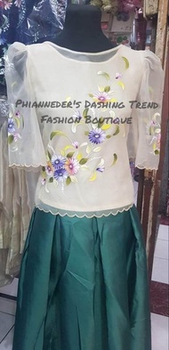 COD Lady Barong Piña Organza with Painting Design ( Skirt not Included )