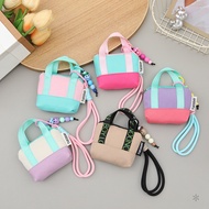 Dopamine Pink Mini Handbag Earphone Pouch Cable Organizer Wallet Card Holder Trendy