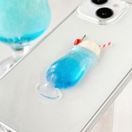 奶油蘇打藍iPhone 手機殼藍夏威夷假糖果透明智慧型手機殼 咖啡店 iPhone16