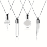 1pc DIY Water Drop Openable Chain Necklace Unisex Crystal Perfume Bottle Blood Vial Pendant Choker J