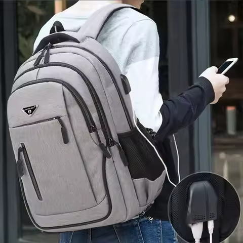 Large Capacity Backpack Men Laptop Backpacks 15.6 Oxford Black Solid High School Bags Teen College B