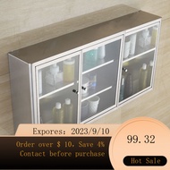 Stainless Steel Bathroom Wall Cupboard Wall Cabinet Transparent Glass Kitchen Wall-Mounted Cabinet Cupboard Balcony St