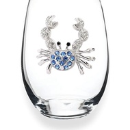 The s Jewels Blue Crab Stemless Wine Glass 21 Oz. Coastal Elegan