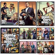 ภาพวาดผ้าใบวิดีโอเกม GTA 5 Grand Theft Auto โปสเตอร์ Art Decor ภาพ-Perfect Wall Decor สำหรับห้องนั่งเล่น,Gameroom,หรือสำนักงาน