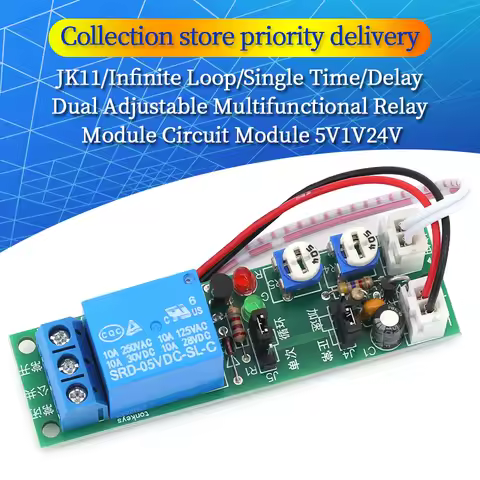 JK11 DC 5V/ 12V/ 24V Trigger Infinite Cycle Delay Timer Relay Switch Turn On Off Loop Module 1s-100s