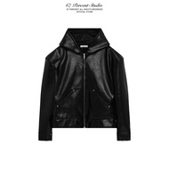 Genuine Faux Leather LeatherJacket with Hood 67PERCENT/67% - 2002 LEATHER HOODIE