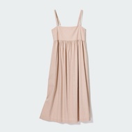 [NEW] UNIQLO - LINEN BLEND GATHERED CAMISOLE DRESS (BEIGE)